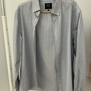 Charles Tyrwhitt Gray Striped Button Down Shirt